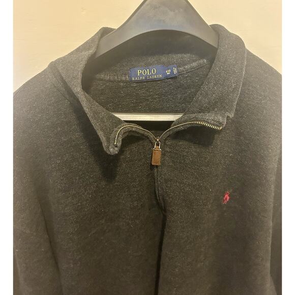 Polo Ralph Lauren Mens Cotton Sweater 4XB 1/4 Zip Dark Gray Preppy Pullover Pony - Picture 1 of 3